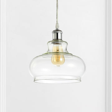Hampton 9.38" Adjustable Iron/Glass Pharmacy LED Pendant - JONATHAN Y